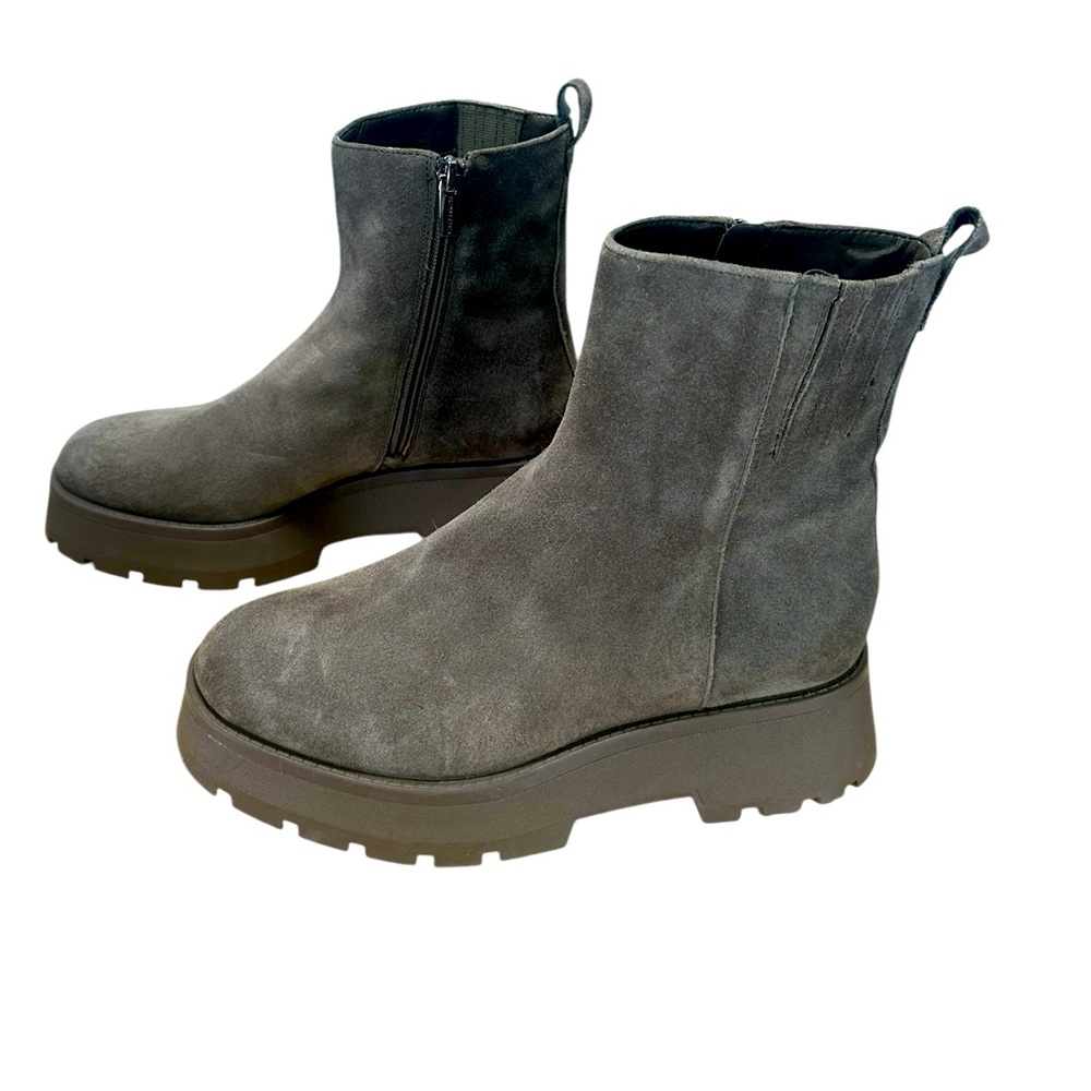 New Vince Camuto Womens Neframes Ankle Boots Wedge Heel Taupe Suede - Picture 1 of 5